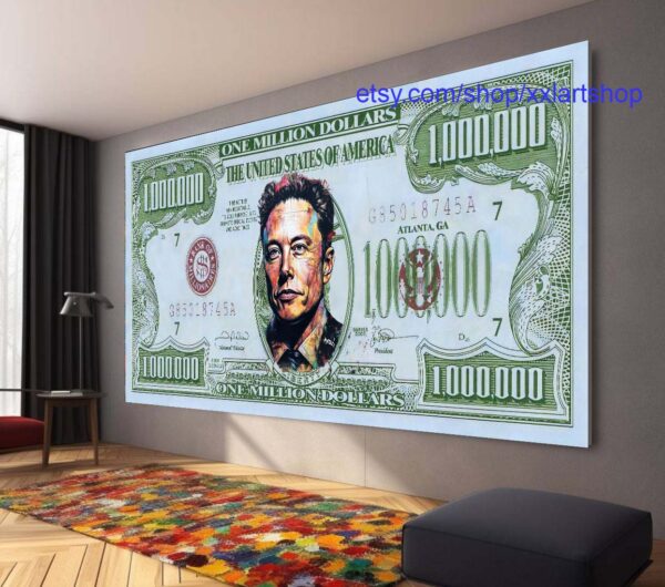 Elon Musk Pop Art Dollar Leinwand Bild Art Kunstwerk by Vera Medici